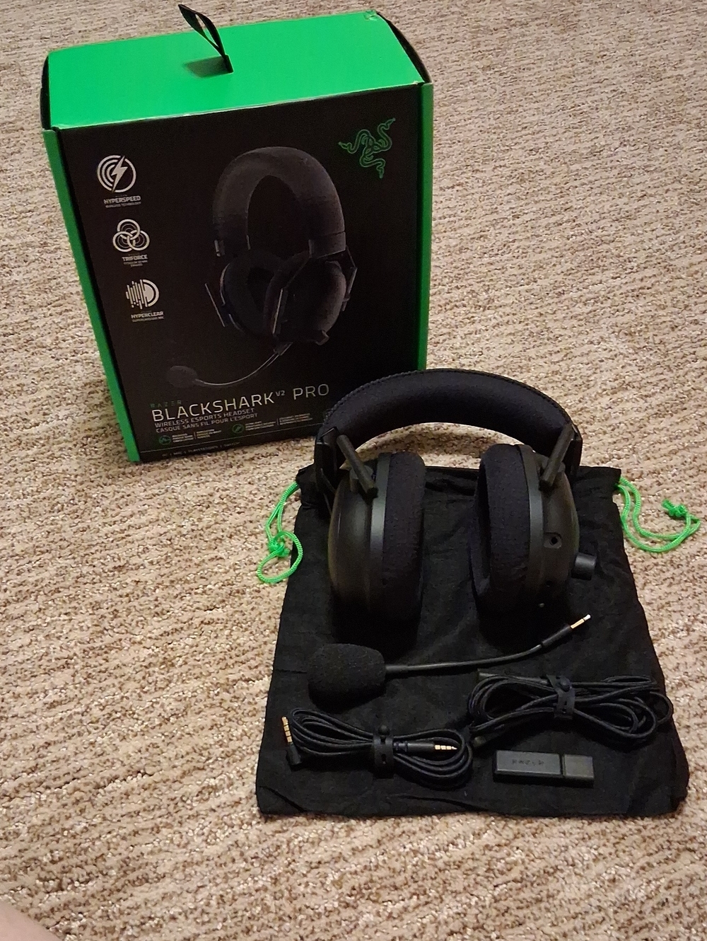 Razer BlackShark V2 Pro Wireless Headset - Black with Green Accents